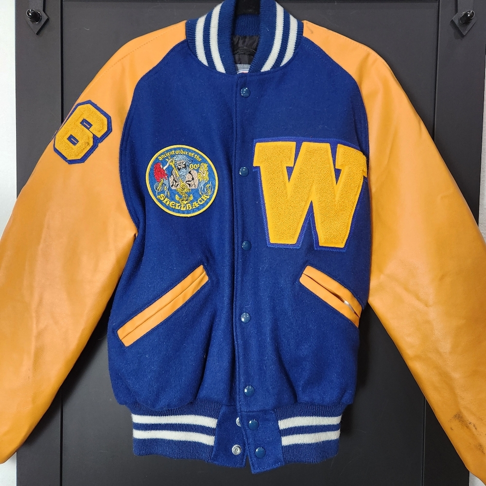 WAKULLA HIGH LETTERMAN BOMBER JACKET SIZE MEDIUM